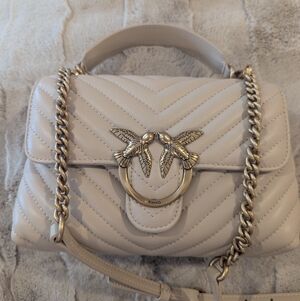 Pinko Small Lady Love Bag Puff Chevron Beige